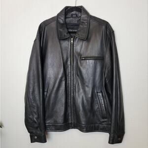 AMERICAN CLASSICS Men's Size Large Black Quilt Lined Leather Jacket Pockets